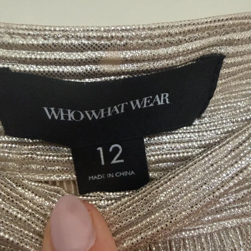 Who What Wear Metallic Pleated Midi Skirt Party Formal Gold - NWT - 12